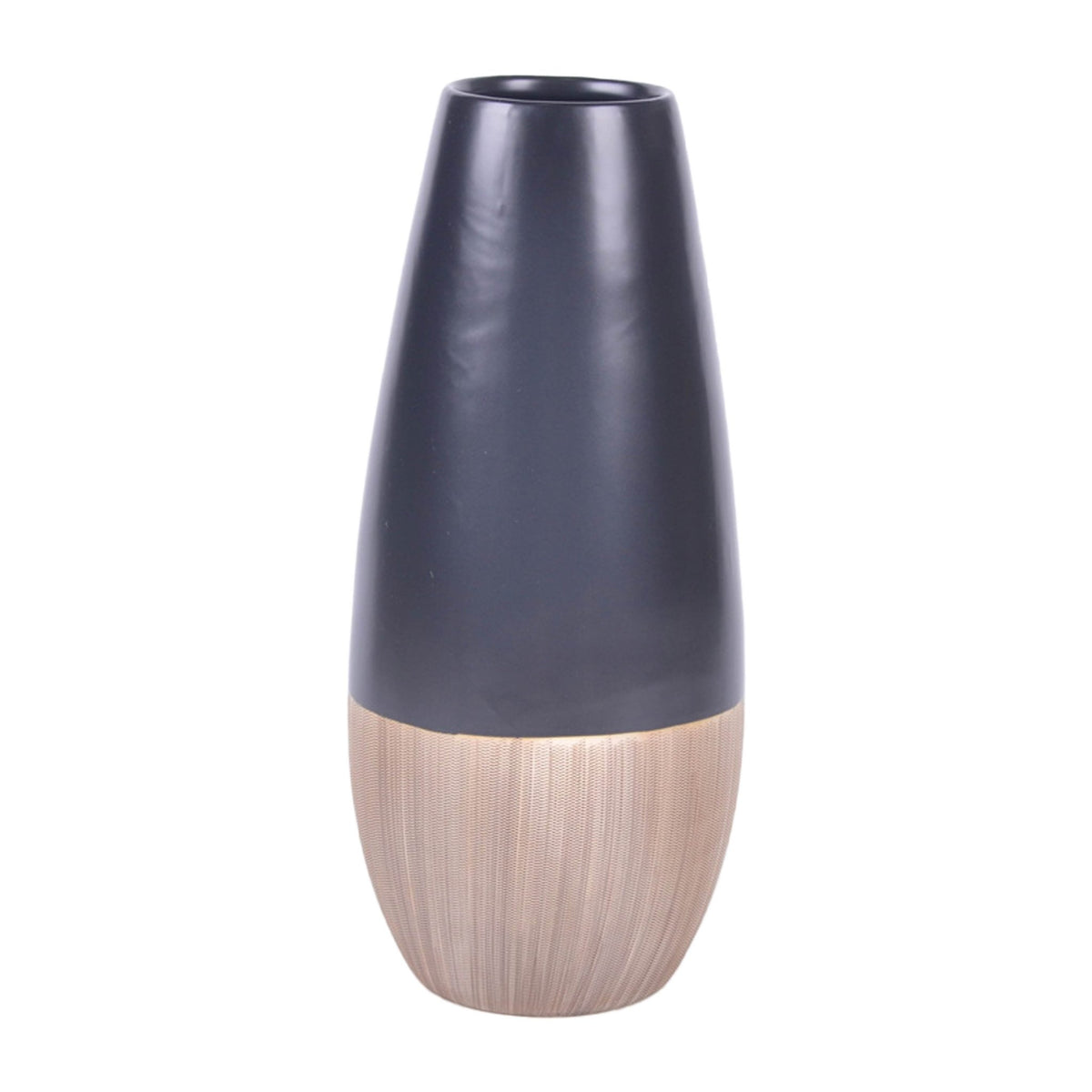 CER, 17"H 2-TONE VASE, CREME/BLACK Vases and Jars| Sagebrook Home