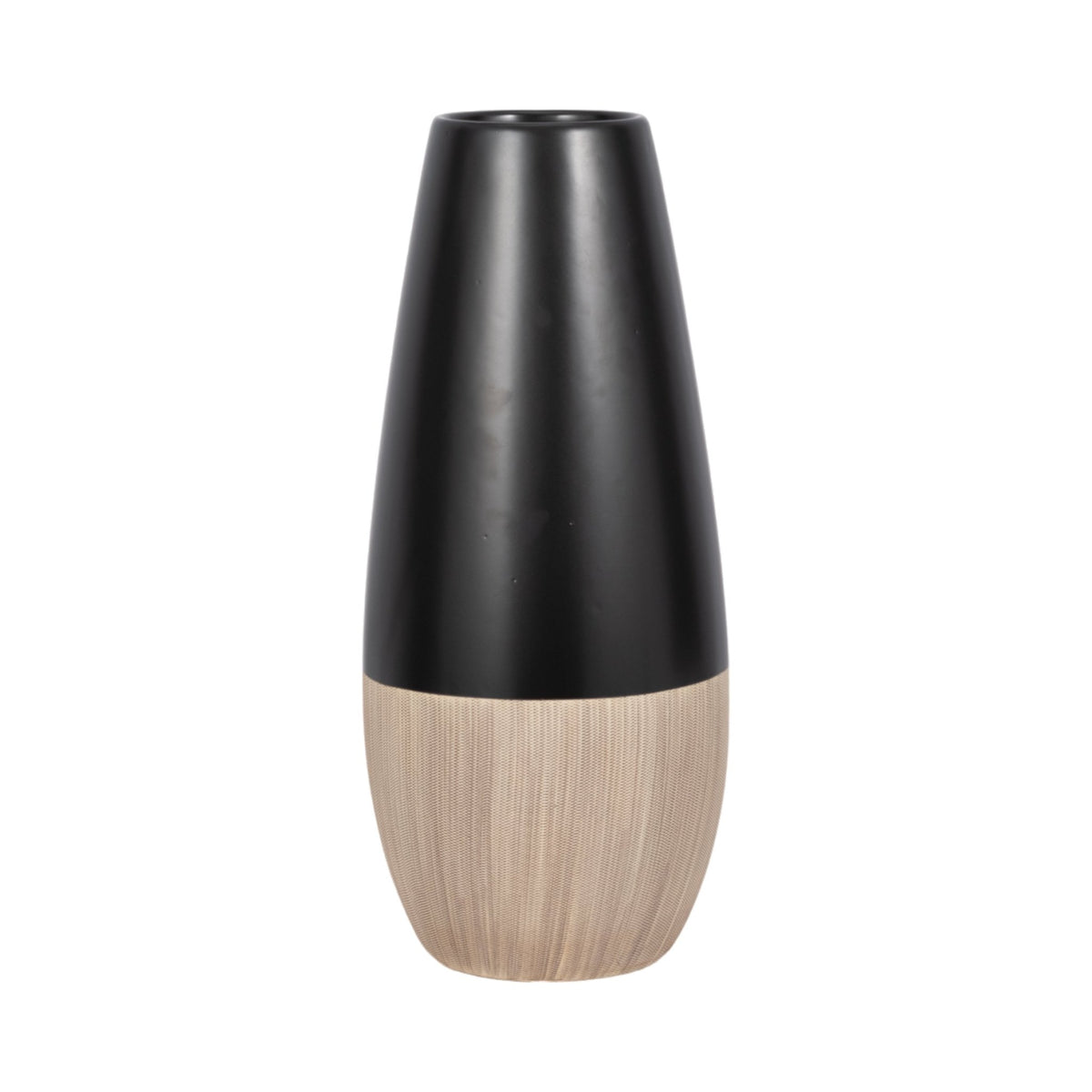 CER, 17"H 2-TONE VASE, CREME/BLACK Vases and Jars| Sagebrook Home
