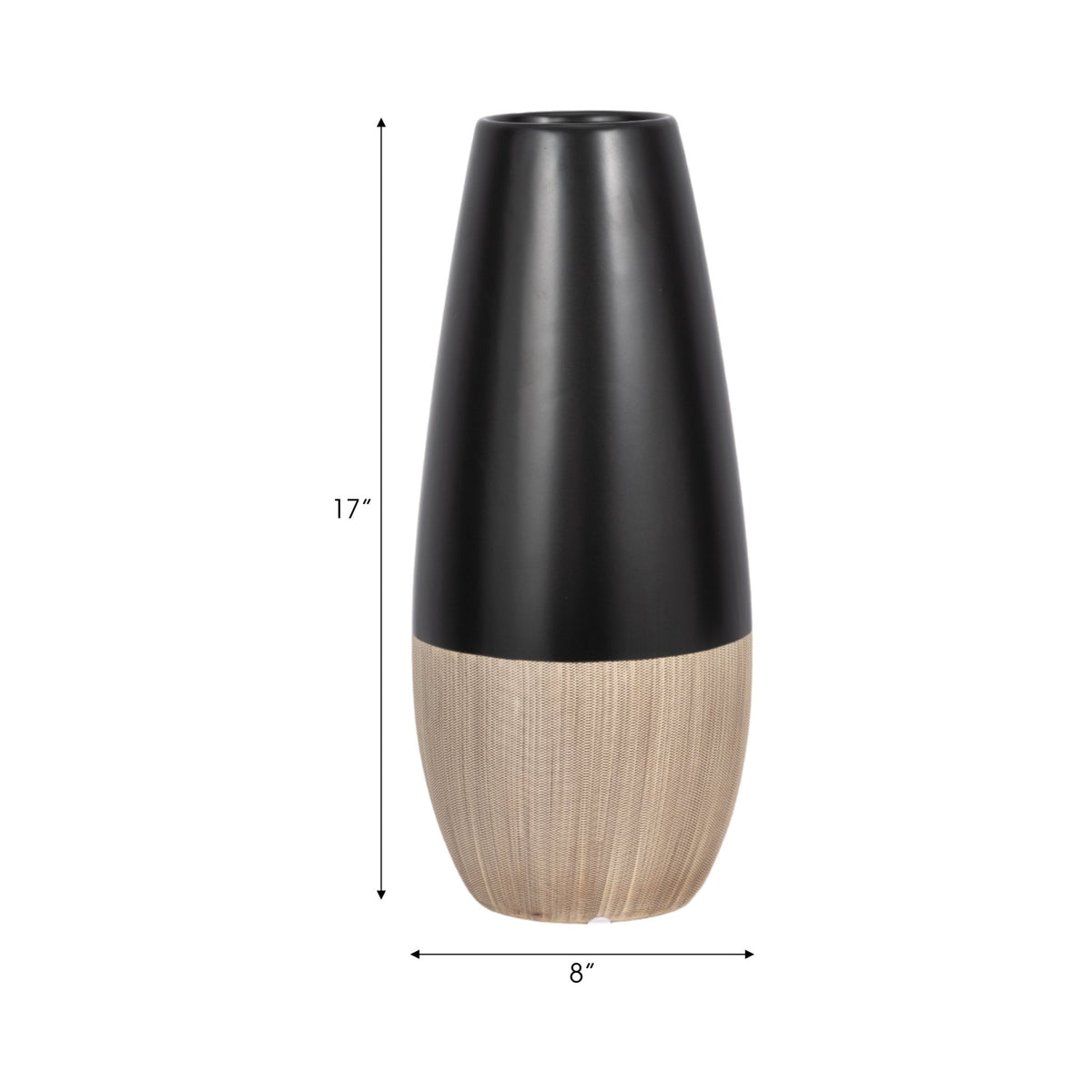 CER, 17"H 2-TONE VASE, CREME/BLACK Vases and Jars| Sagebrook Home