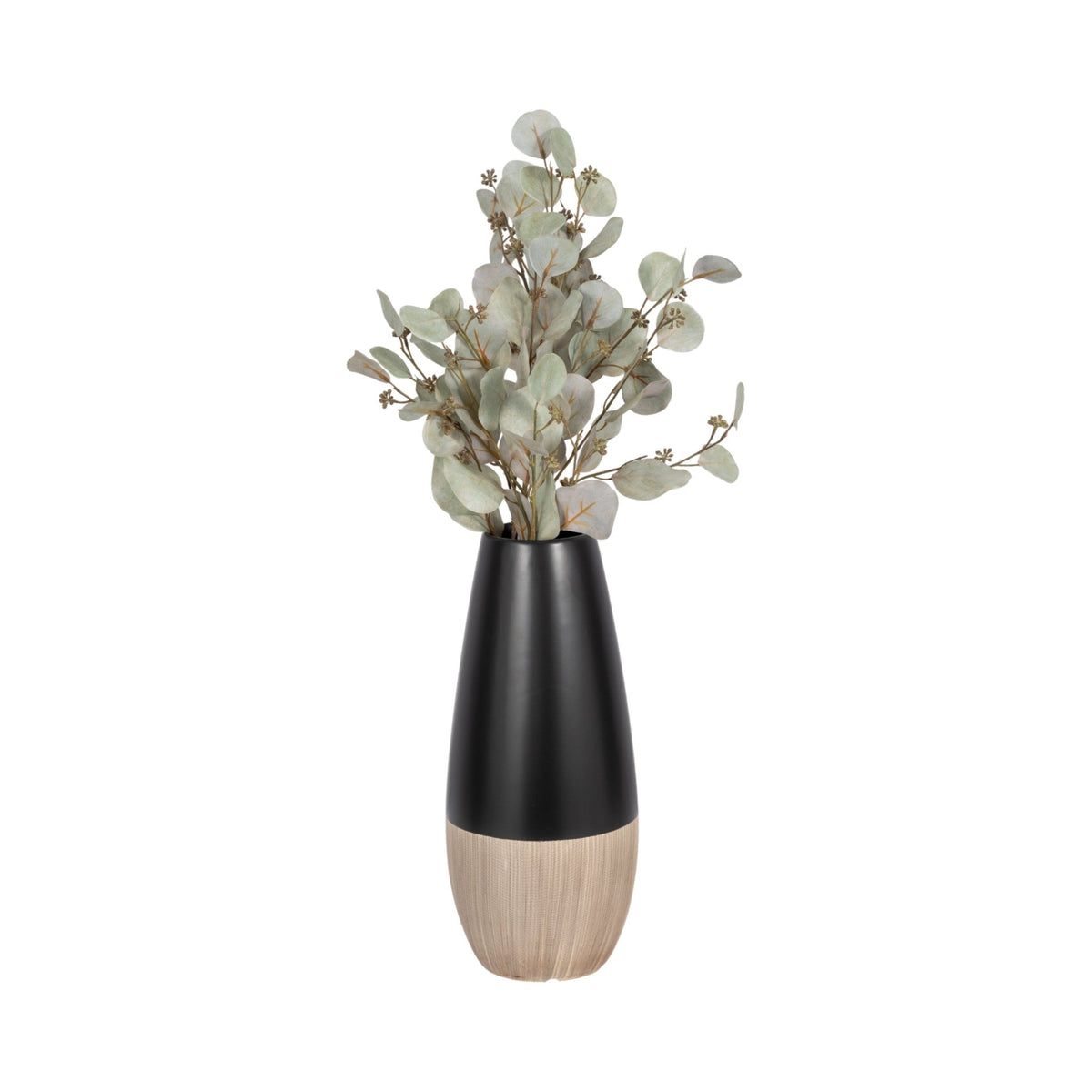 CER, 17"H 2-TONE VASE, CREME/BLACK Vases and Jars| Sagebrook Home