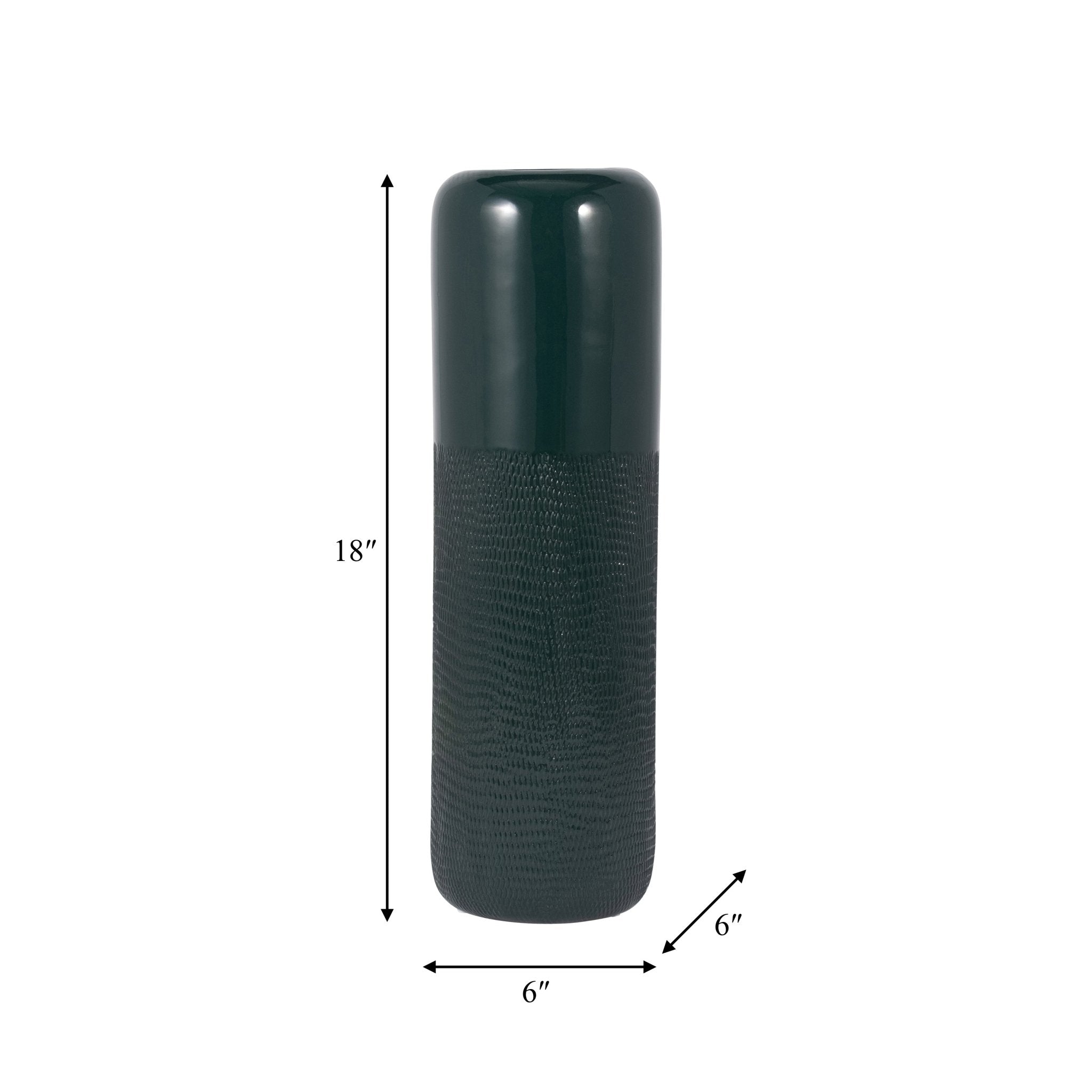 CER, 18"H GROOVED VASE, FOREST GREEN | Sagebrook Home
