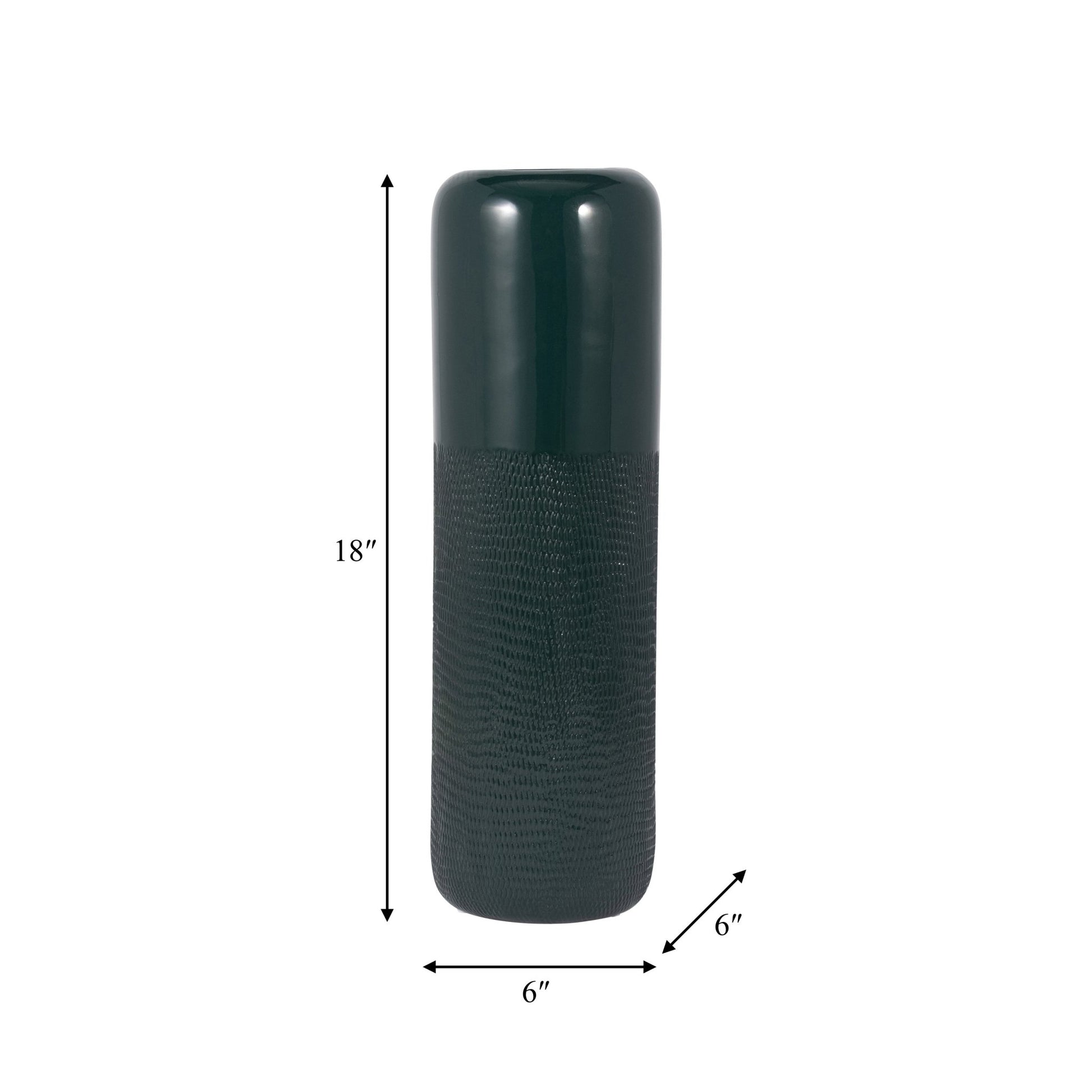 CER, 18"H GROOVED VASE, FOREST GREEN | Sagebrook Home