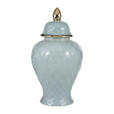 CER, 20"H ROPE TEMPLE JAR, BLUE/GOLD - Al Rugaib Furniture