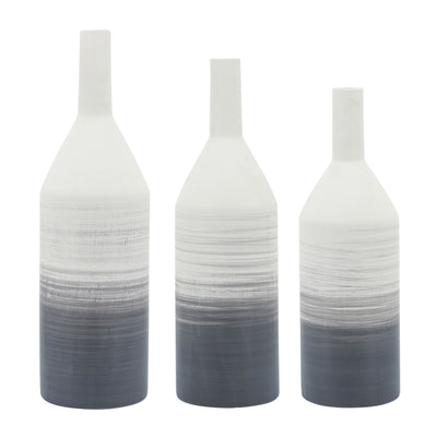 Cer, 22"H Matte 2 Tone Bottle Vase, Gray - Al Rugaib Furniture