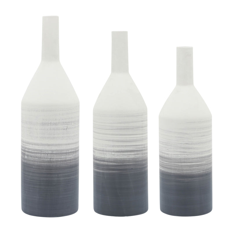 Cer, 22"H Matte 2 Tone Bottle Vase, Gray - Al Rugaib Furniture