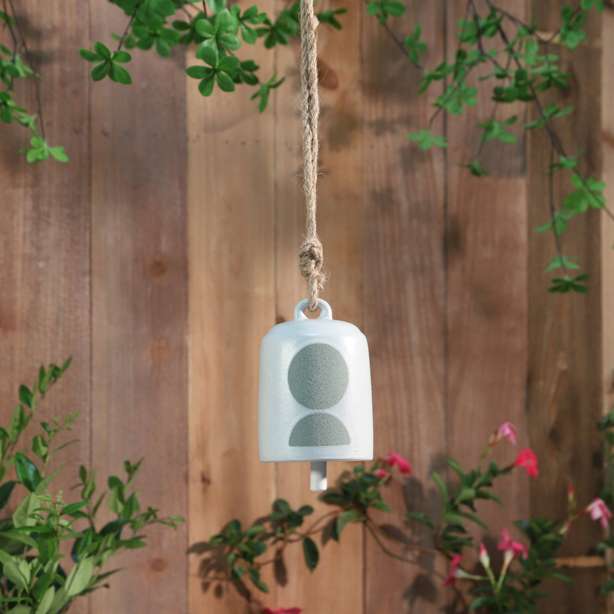 Cer, 4" Hanging Bell Circles, White/Green Wall Decors| Sagebrook Home