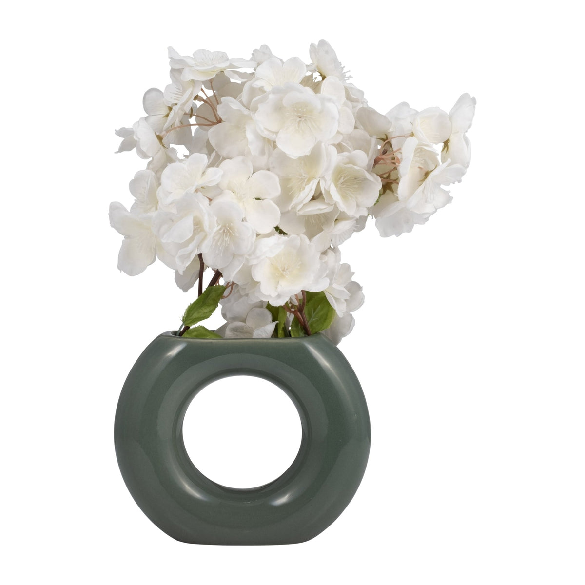 CER, 5" DONUT VASE, DARK SAGE Vases and Jars| Sagebrook Home