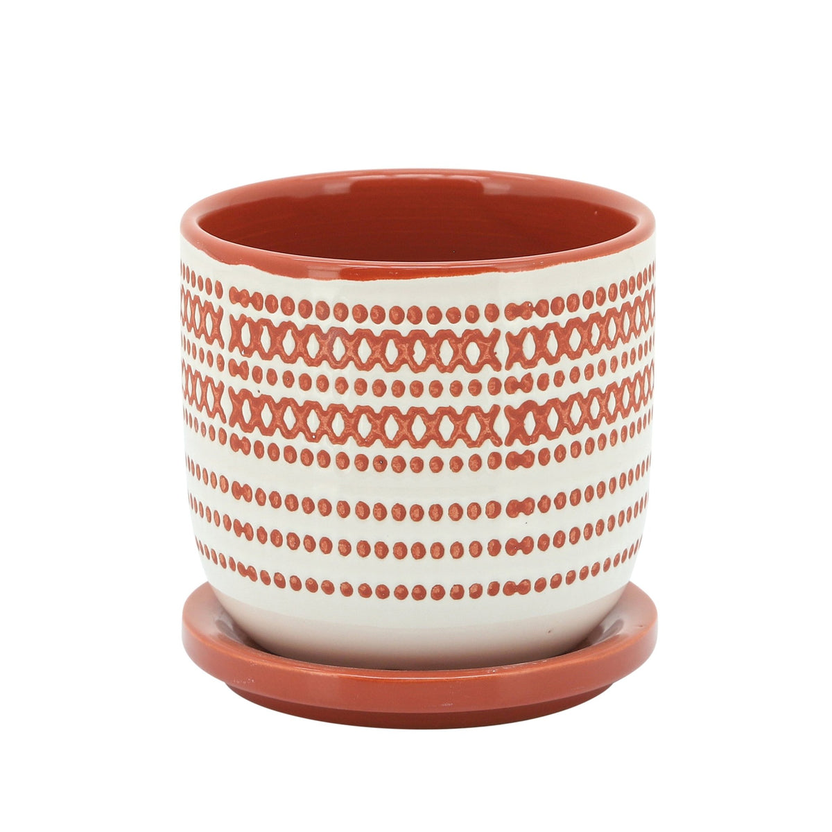 CER, 5" PLANTER W/ SAUCER, ORANGE Table Decors| Sagebrook Home
