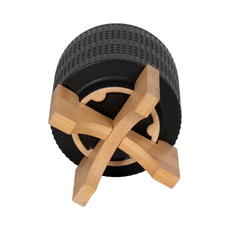 CER, 5" TRIBAL PLANTER W/ STAND, BLACK - Al Rugaib Furniture