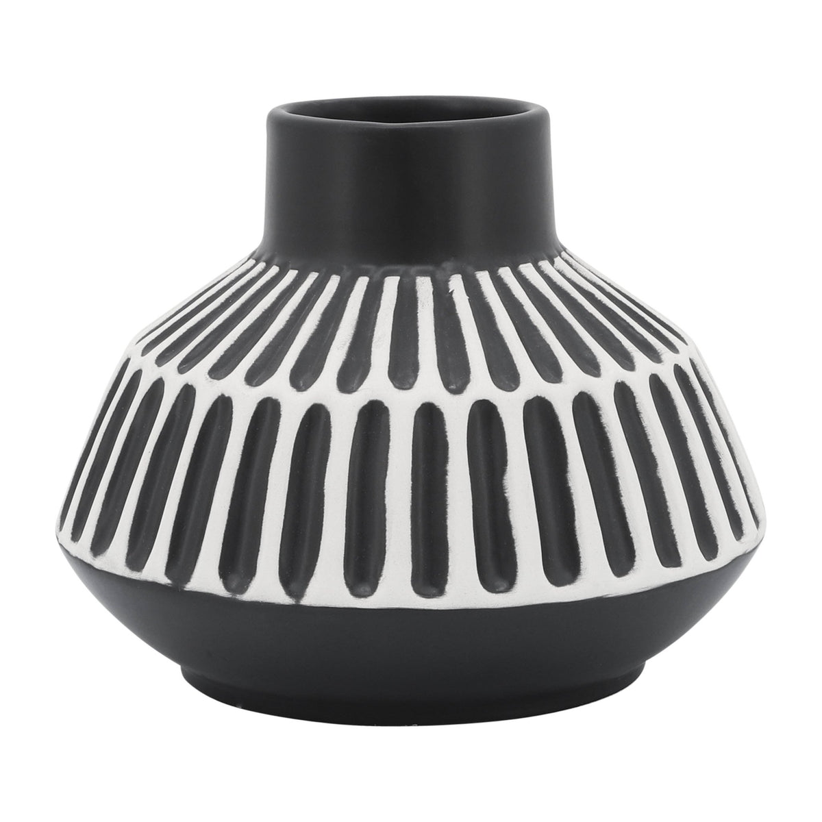CER, 5"H TRIBAL VASE, BLACK Vases and Jars| Sagebrook Home