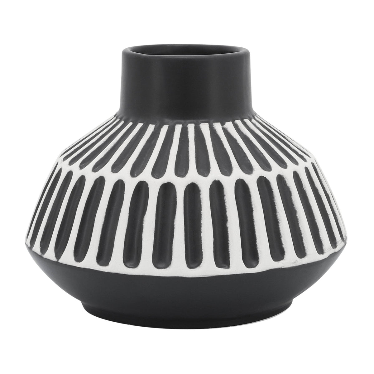CER, 5"H TRIBAL VASE, BLACK Vases and Jars| Sagebrook Home