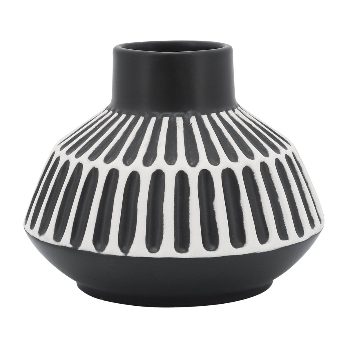 CER, 5"H TRIBAL VASE, BLACK Vases and Jars| Sagebrook Home