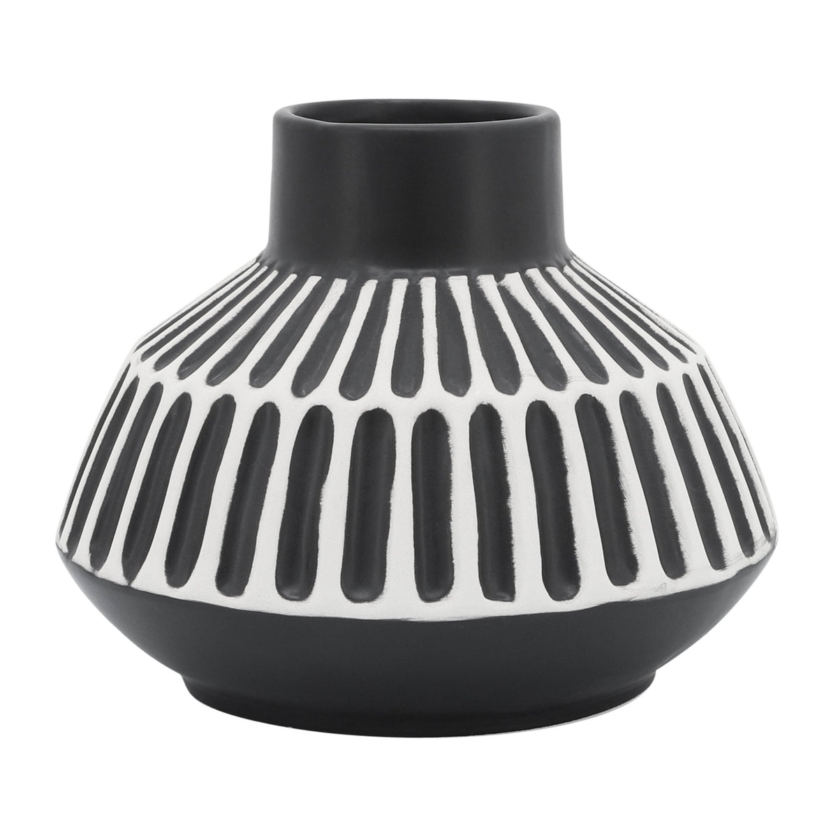 CER, 5"H TRIBAL VASE, BLACK Vases and Jars| Sagebrook Home