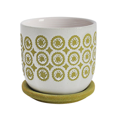 CER, 6" CIRCLES PLANTER W/ SAUCER, OLIVE - Al Rugaib Furniture
