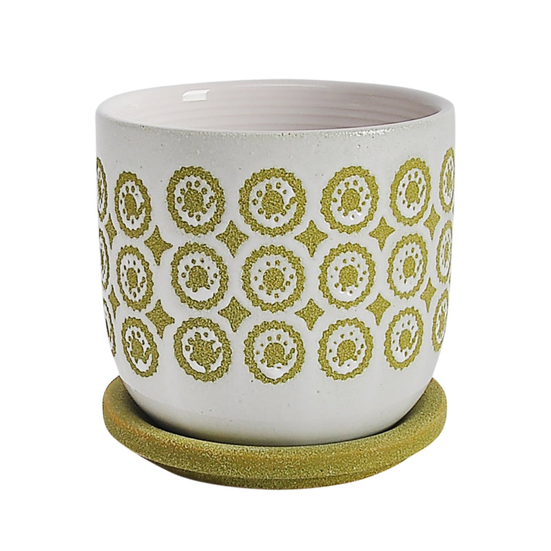 CER, 6" CIRCLES PLANTER W/ SAUCER, OLIVE - Al Rugaib Furniture