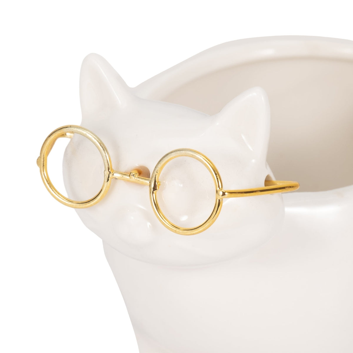 CER, 6" KITTY TRINKET DISH, WHITE/GOLD Table Decors| Sagebrook Home