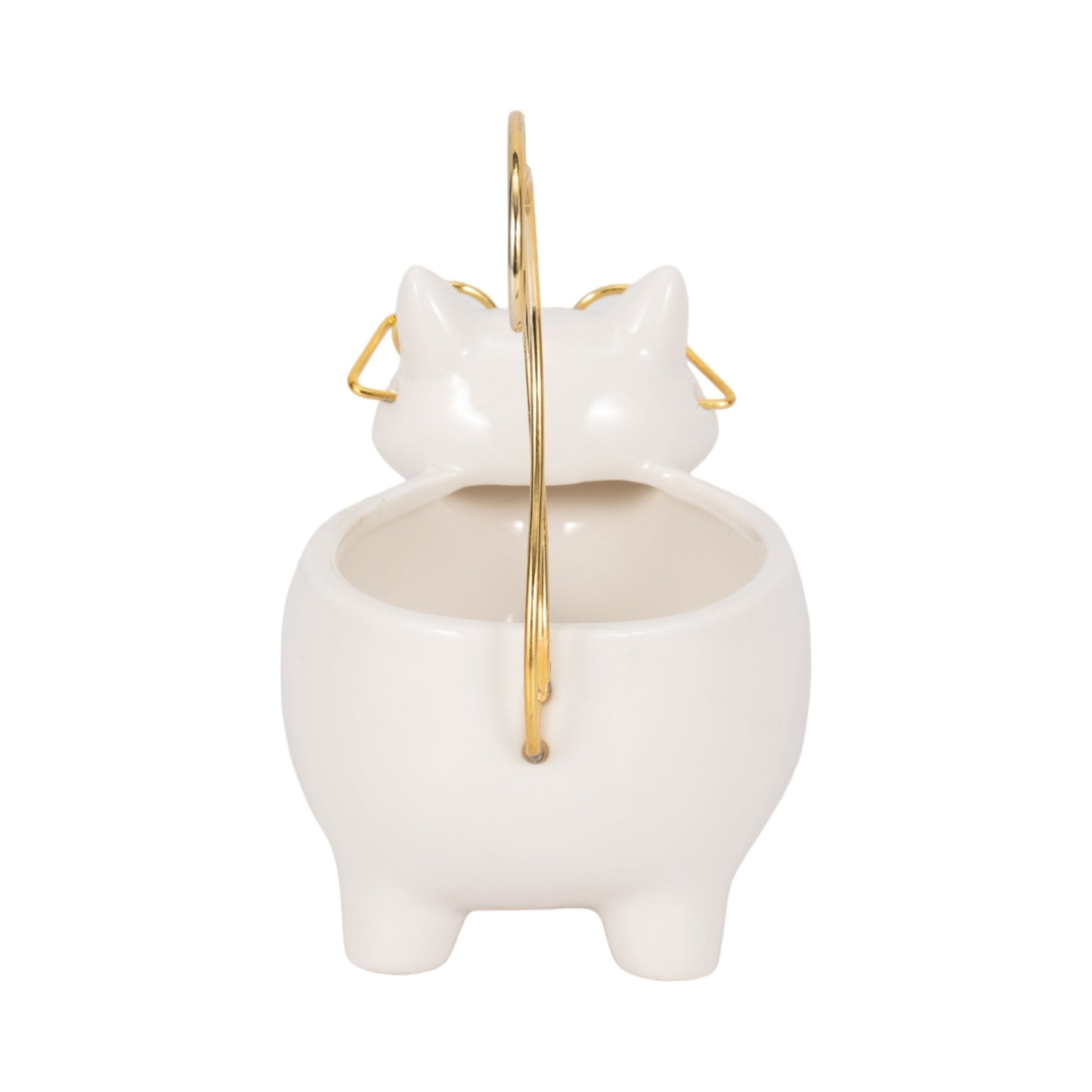 CER, 6" KITTY TRINKET DISH, WHITE/GOLD Table Decors| Sagebrook Home