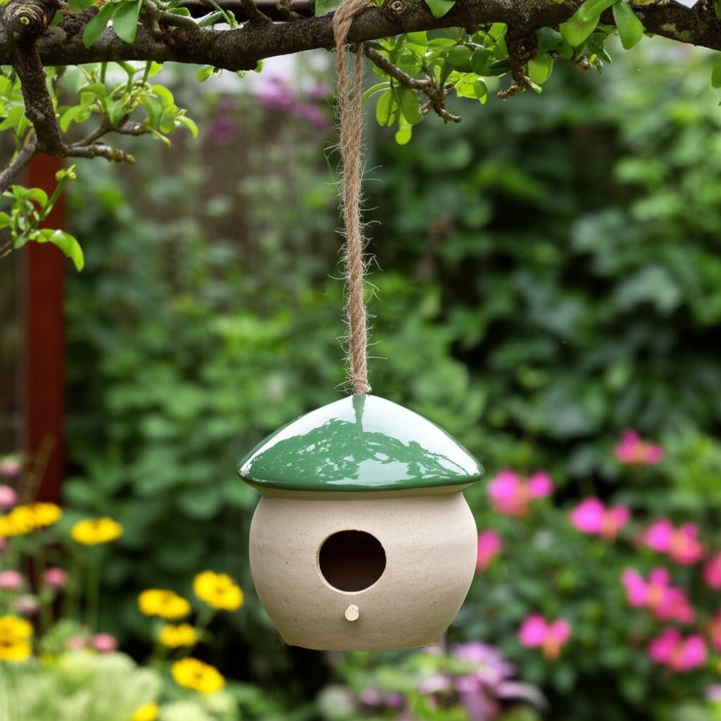CER, 6" ROUND BIRD FEEDER, GREEN Planter| Sagebrook Home