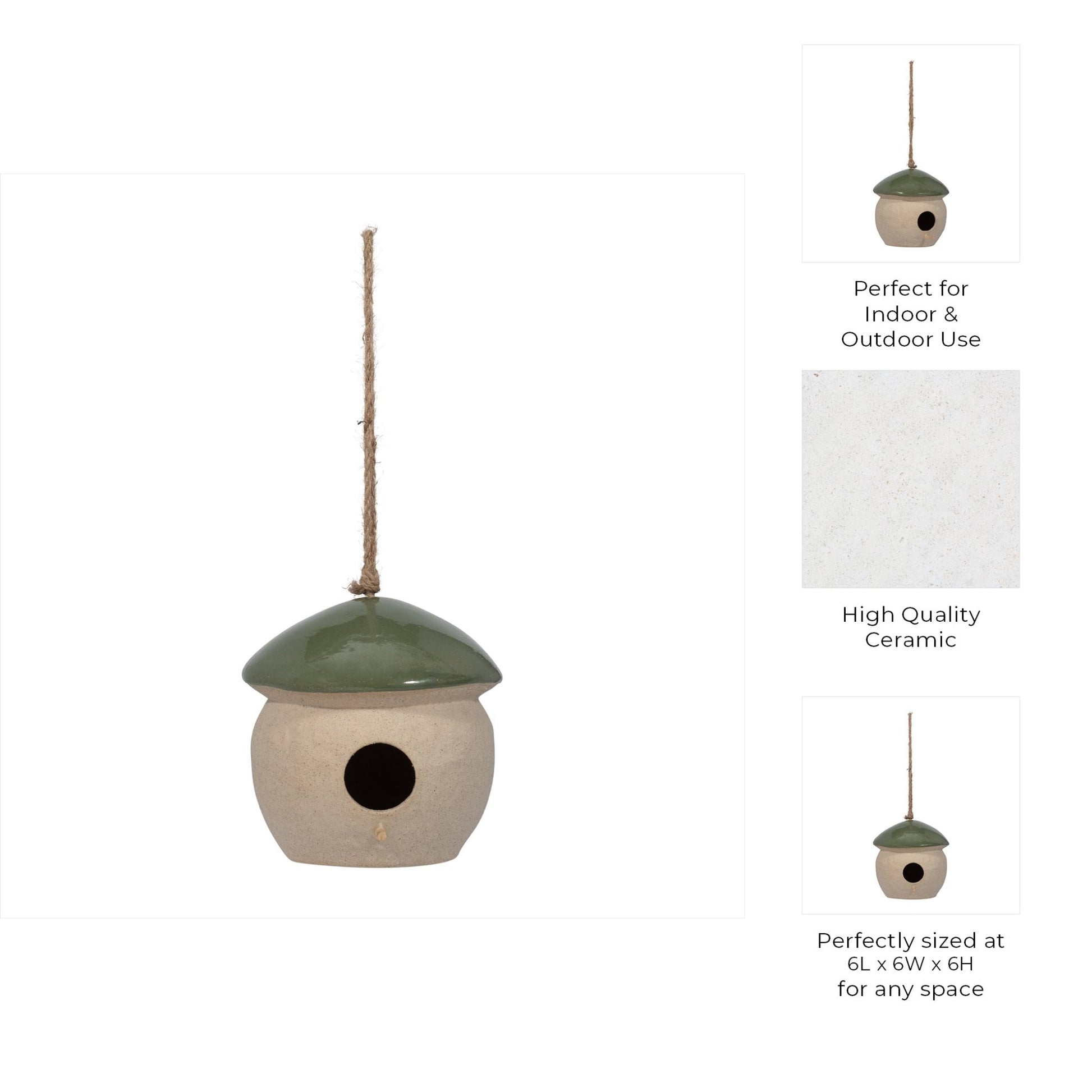 CER, 6" ROUND BIRD FEEDER, GREEN Planter| Sagebrook Home