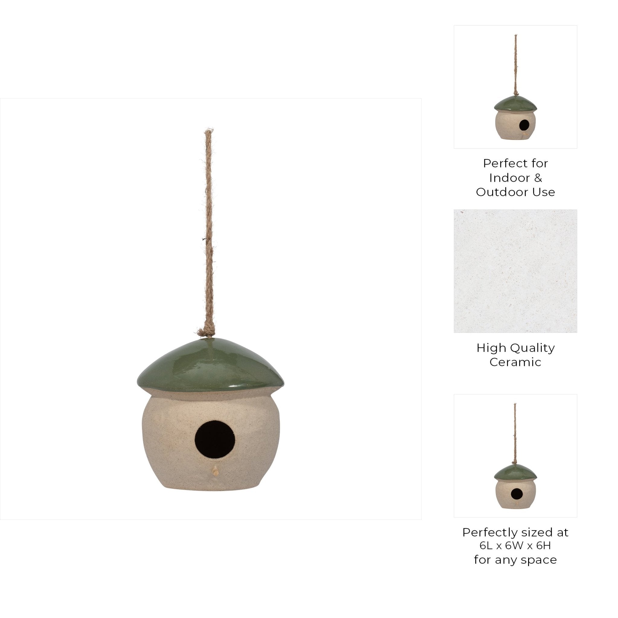 CER, 6" ROUND BIRD FEEDER, GREEN Planter| Sagebrook Home