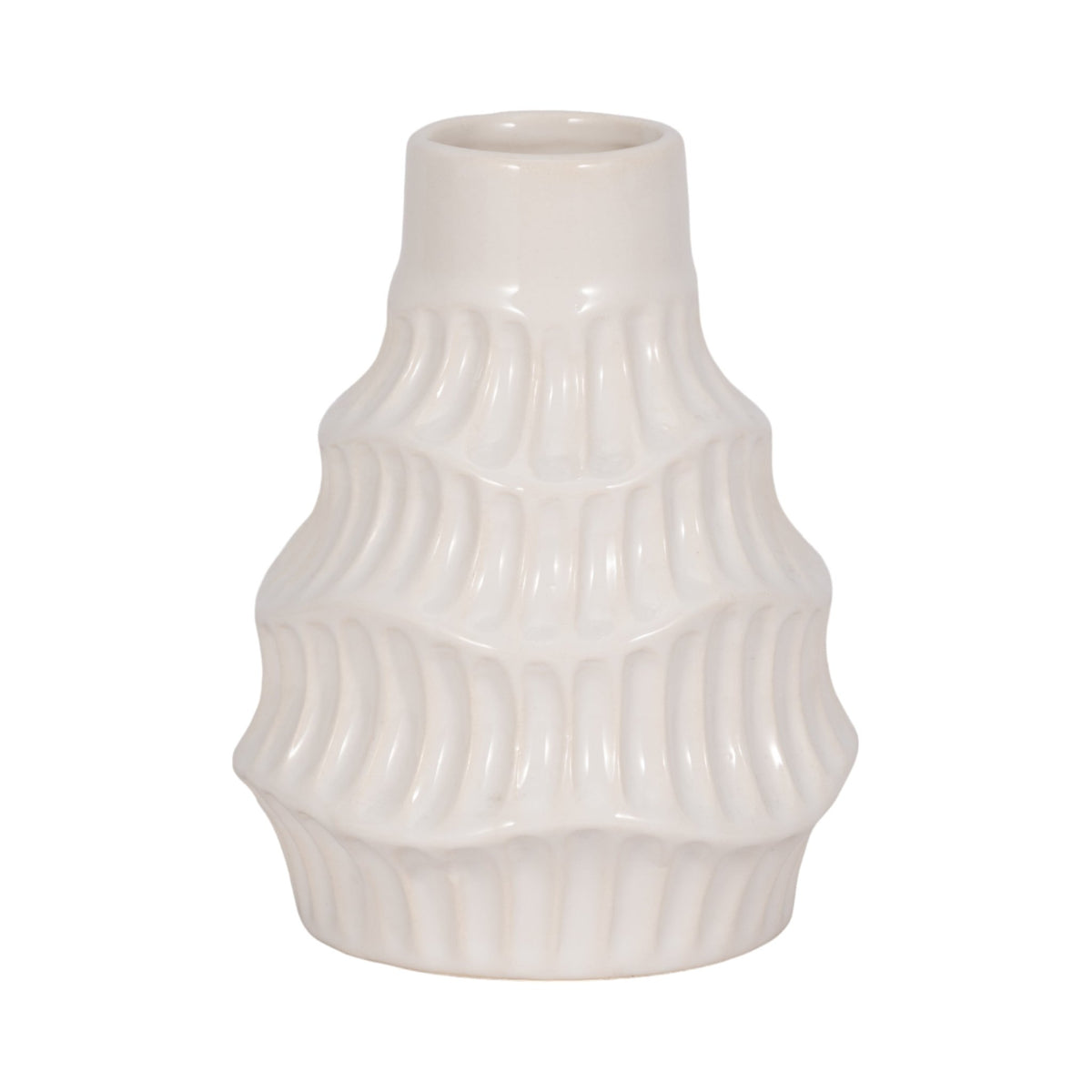 CER, 6" WAVY VASE, WHITE Vases and Jars| Sagebrook Home