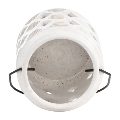 CER, 6"H DIAMOND CUT OUT LANTERN, IVORY - Al Rugaib Furniture