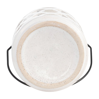 CER, 6"H DIAMOND CUT OUT LANTERN, IVORY - Al Rugaib Furniture