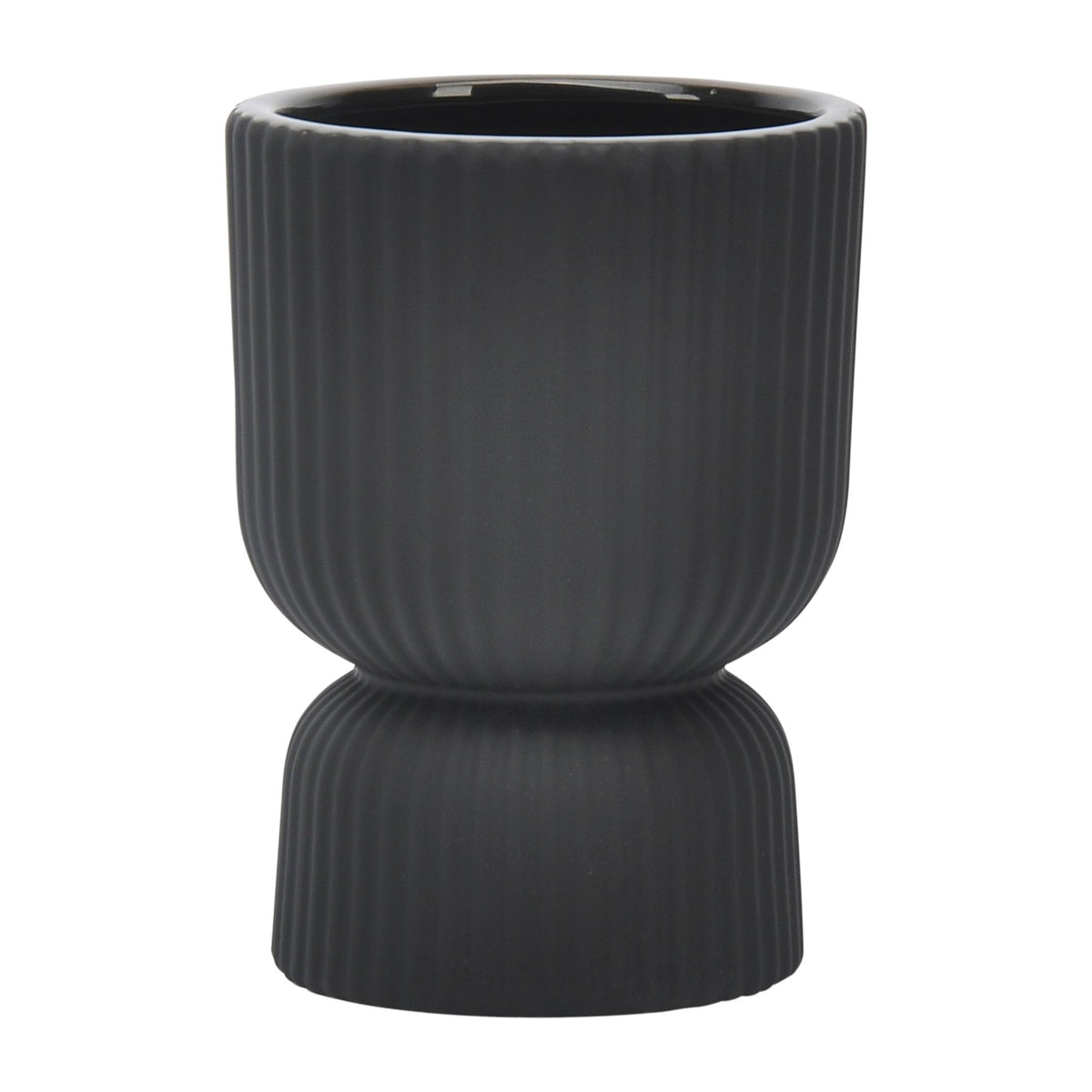 CER, 6"H RIBBED VASE, BLACK Vases and Jars| Sagebrook Home