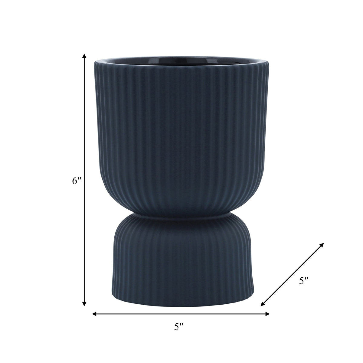 CER, 6"H RIBBED VASE, NAVY Vases and Jars| Sagebrook Home