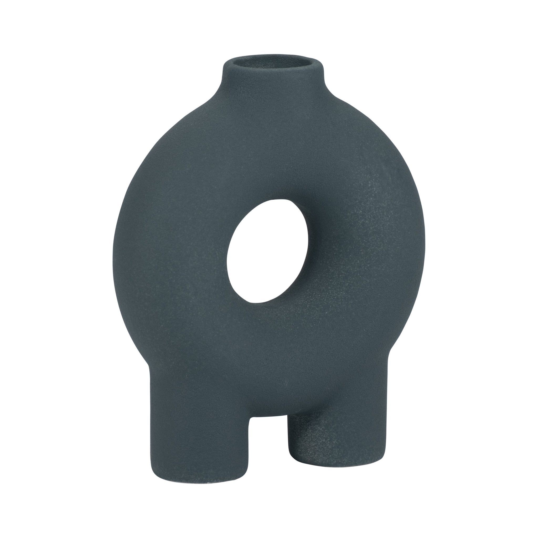 Cer, 7" Donut Footed Vase, Teal Vases and Jars| Sagebrook Home