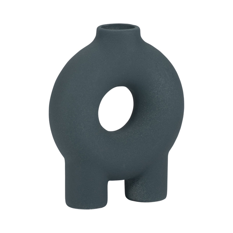 Cer, 7" Donut Footed Vase, Teal - Al Rugaib Furniture