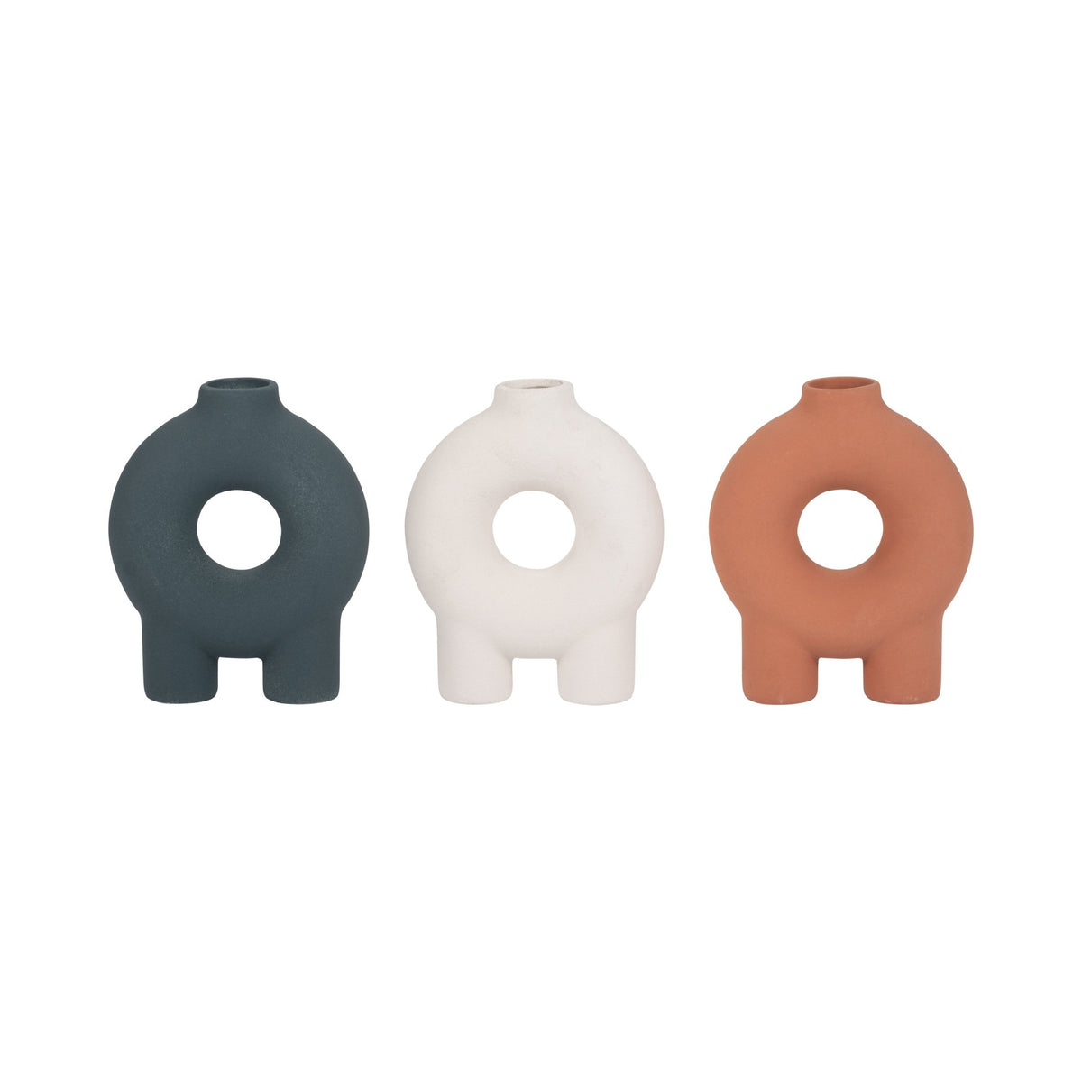 Cer, 7" Donut Footed Vase, Teal Vases and Jars| Sagebrook Home