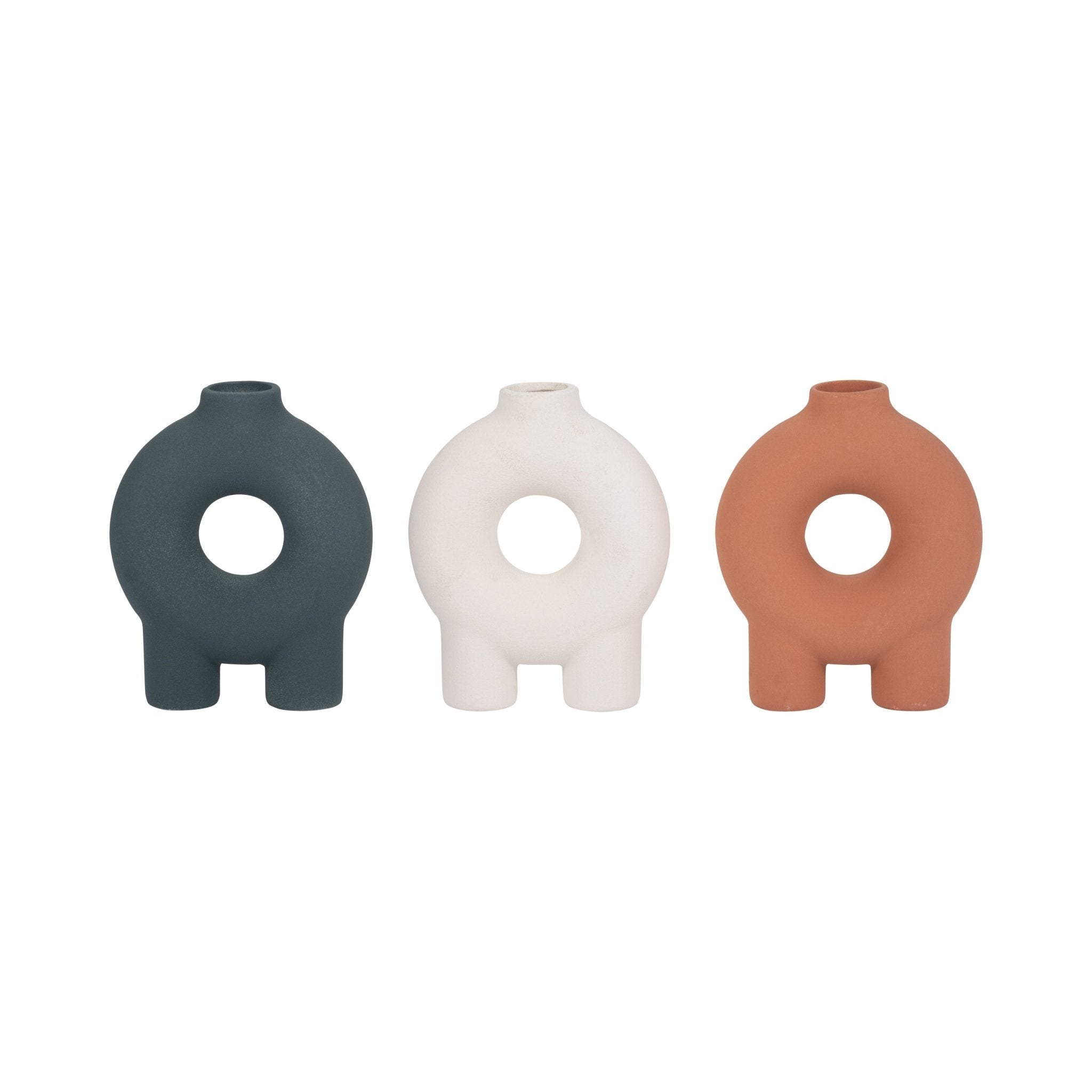 Cer, 7" Donut Footed Vase, Teal Vases and Jars| Sagebrook Home