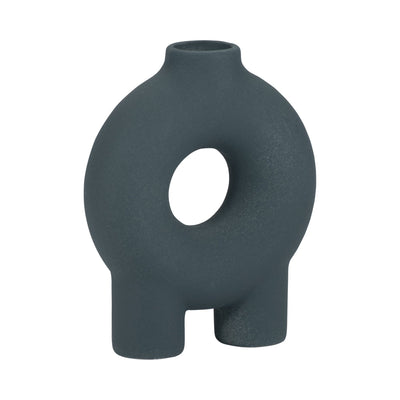 Cer, 7" Donut Footed Vase, Teal - Al Rugaib Furniture