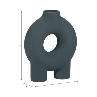 Cer, 7" Donut Footed Vase, Teal - Al Rugaib Furniture