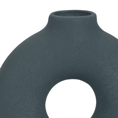 Cer, 7" Donut Footed Vase, Teal - Al Rugaib Furniture