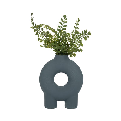 Cer, 7" Donut Footed Vase, Teal - Al Rugaib Furniture