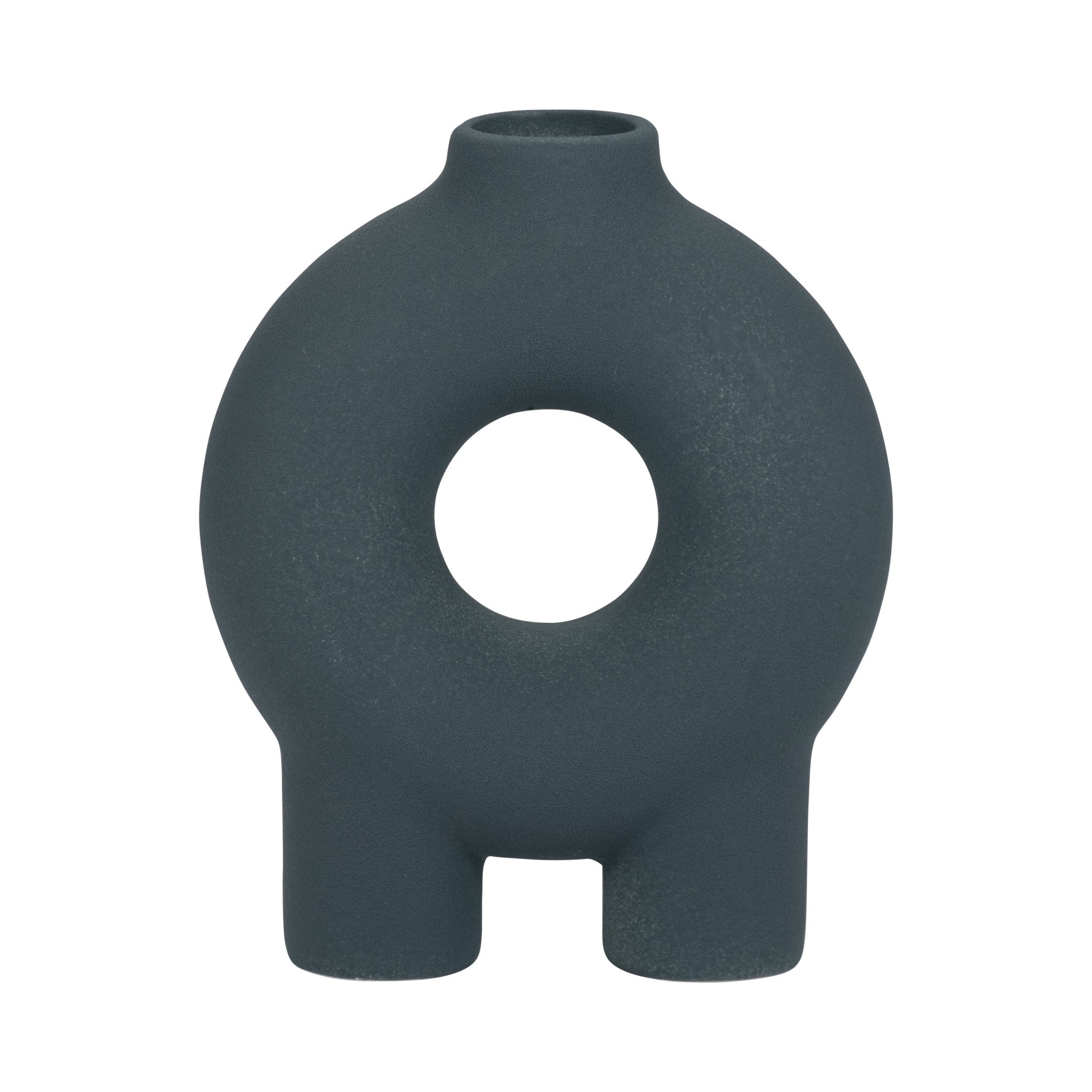Cer, 7" Donut Footed Vase, Teal Vases and Jars| Sagebrook Home