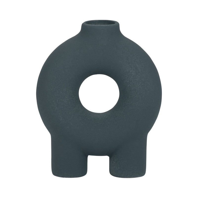 Cer, 7" Donut Footed Vase, Teal - Al Rugaib Furniture