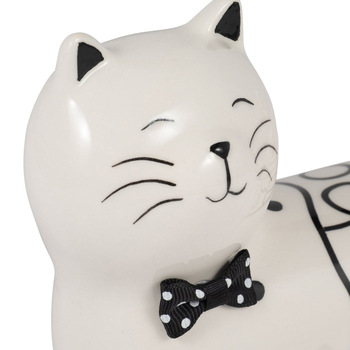 Cer, 7" Swirls Cat, White Table Decors| Sagebrook Home