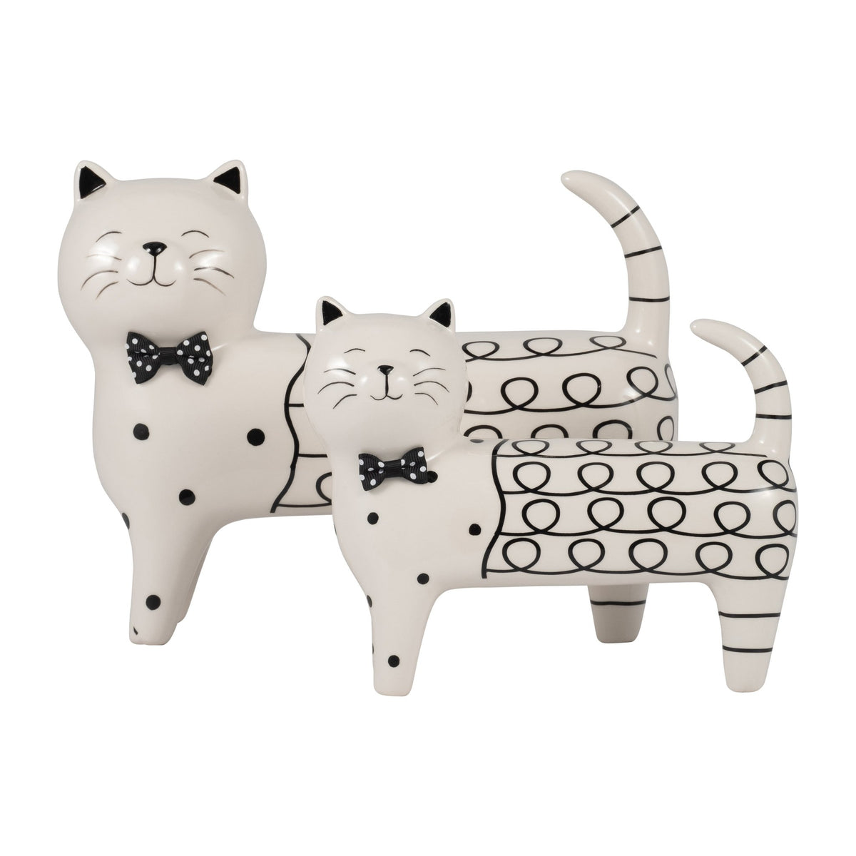Cer, 7" Swirls Cat, White Table Decors| Sagebrook Home