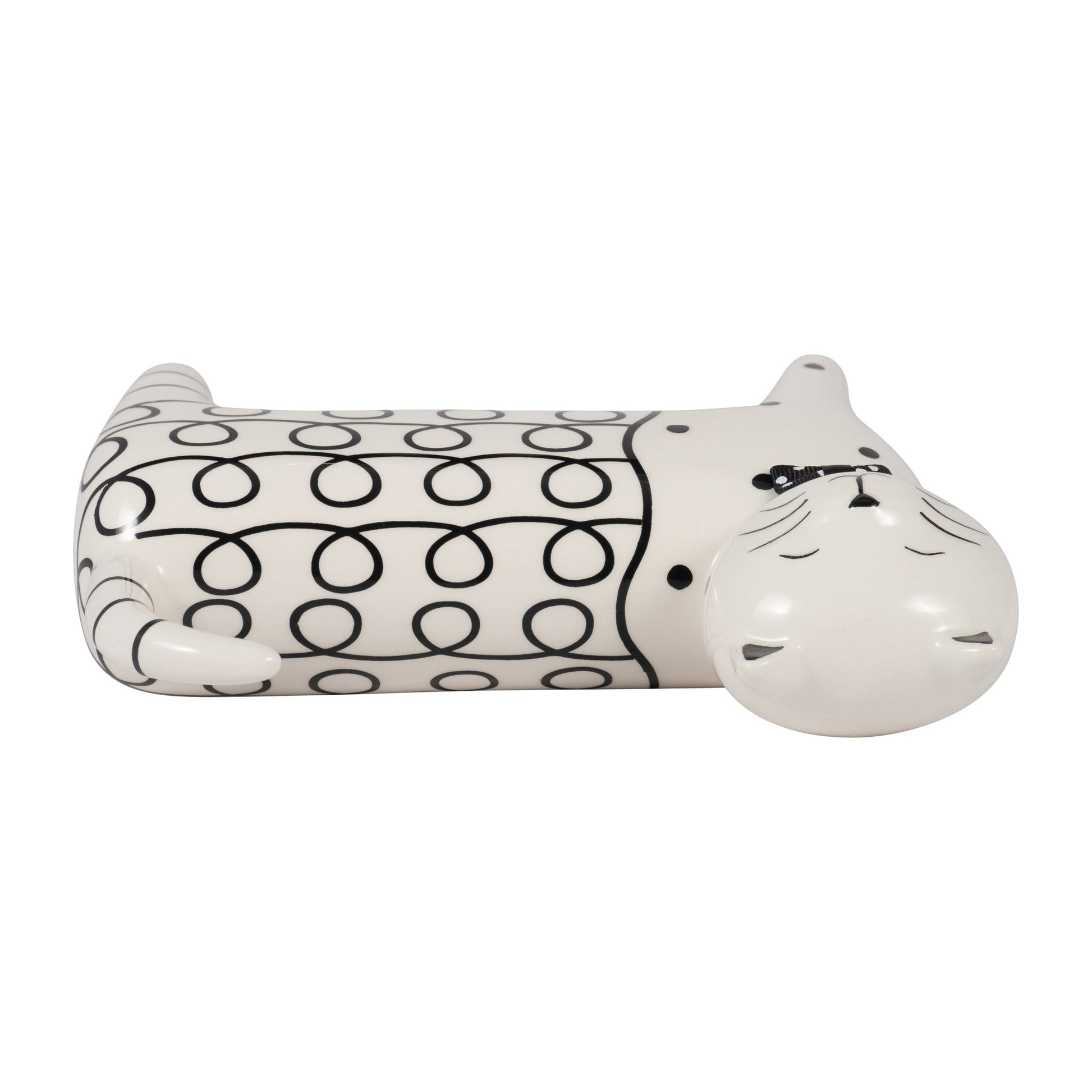 Cer, 7" Swirls Cat, White Table Decors| Sagebrook Home
