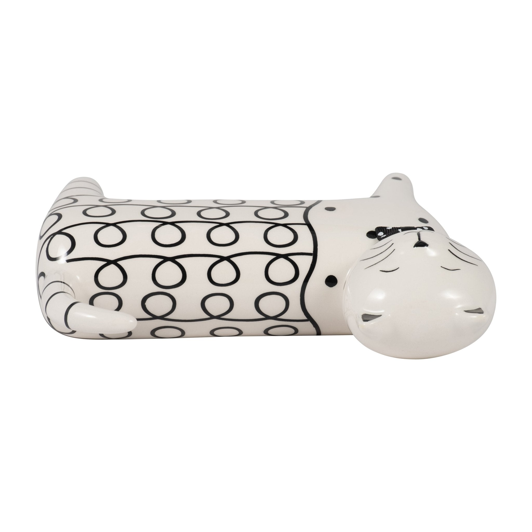 Cer, 7" Swirls Cat, White Table Decors| Sagebrook Home