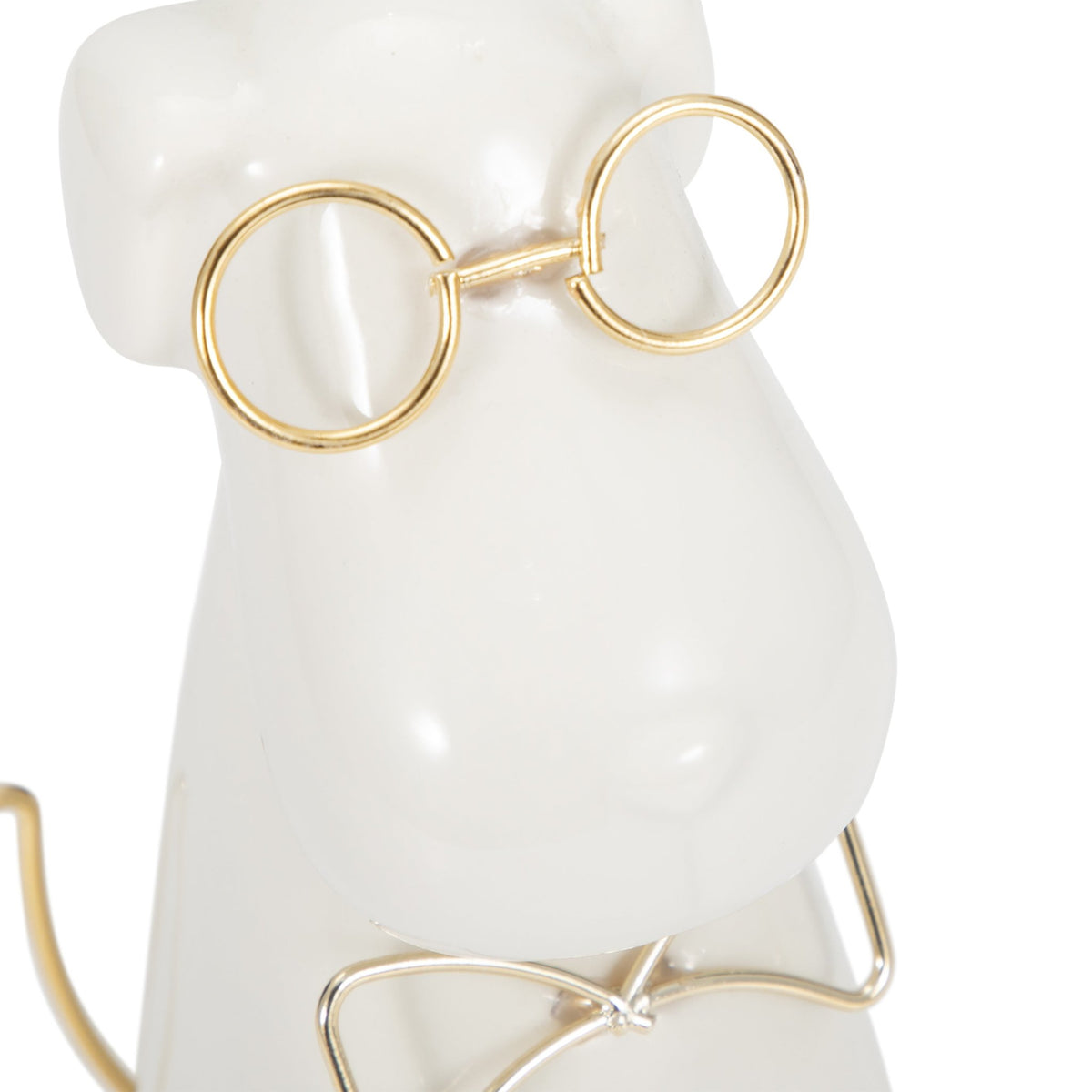 CER 7"H, PUPPY WITH GOLD GLASSES AND BOWTIE, WHT | Sagebrook Home