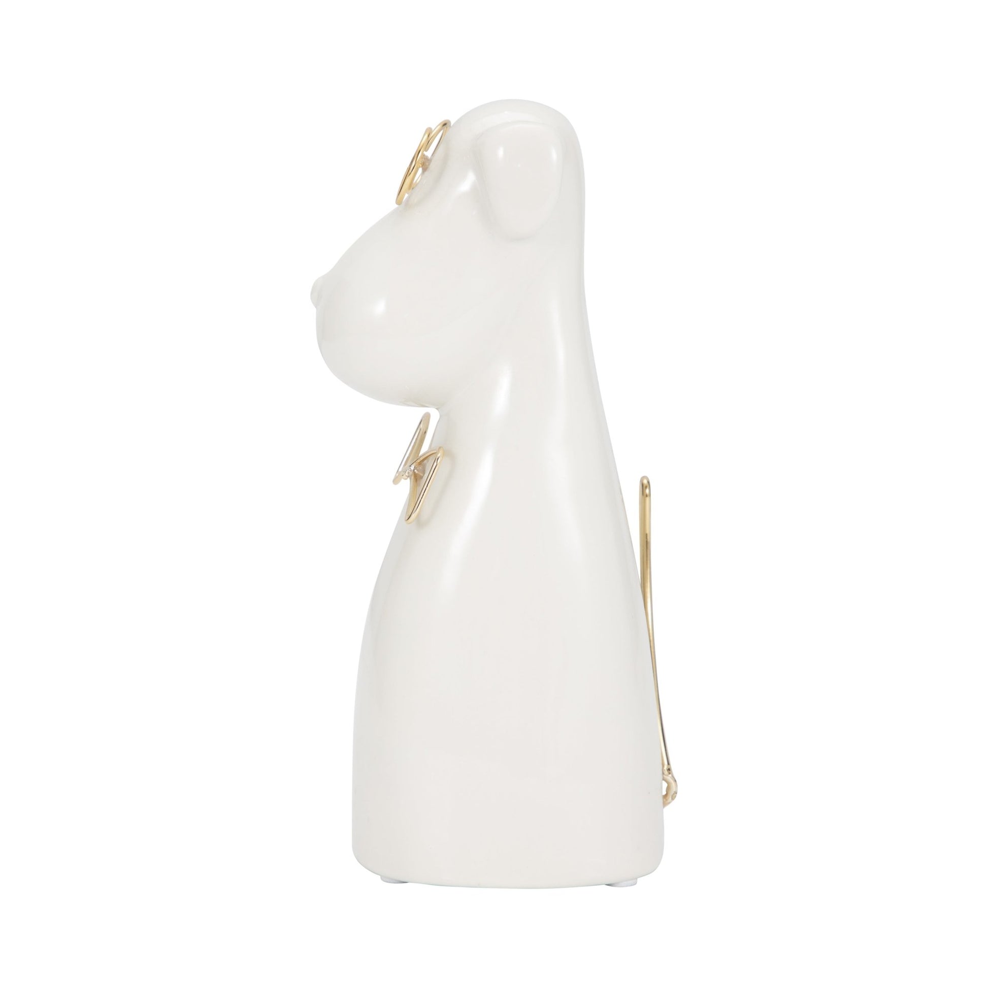 CER 7"H, PUPPY WITH GOLD GLASSES AND BOWTIE, WHT | Sagebrook Home