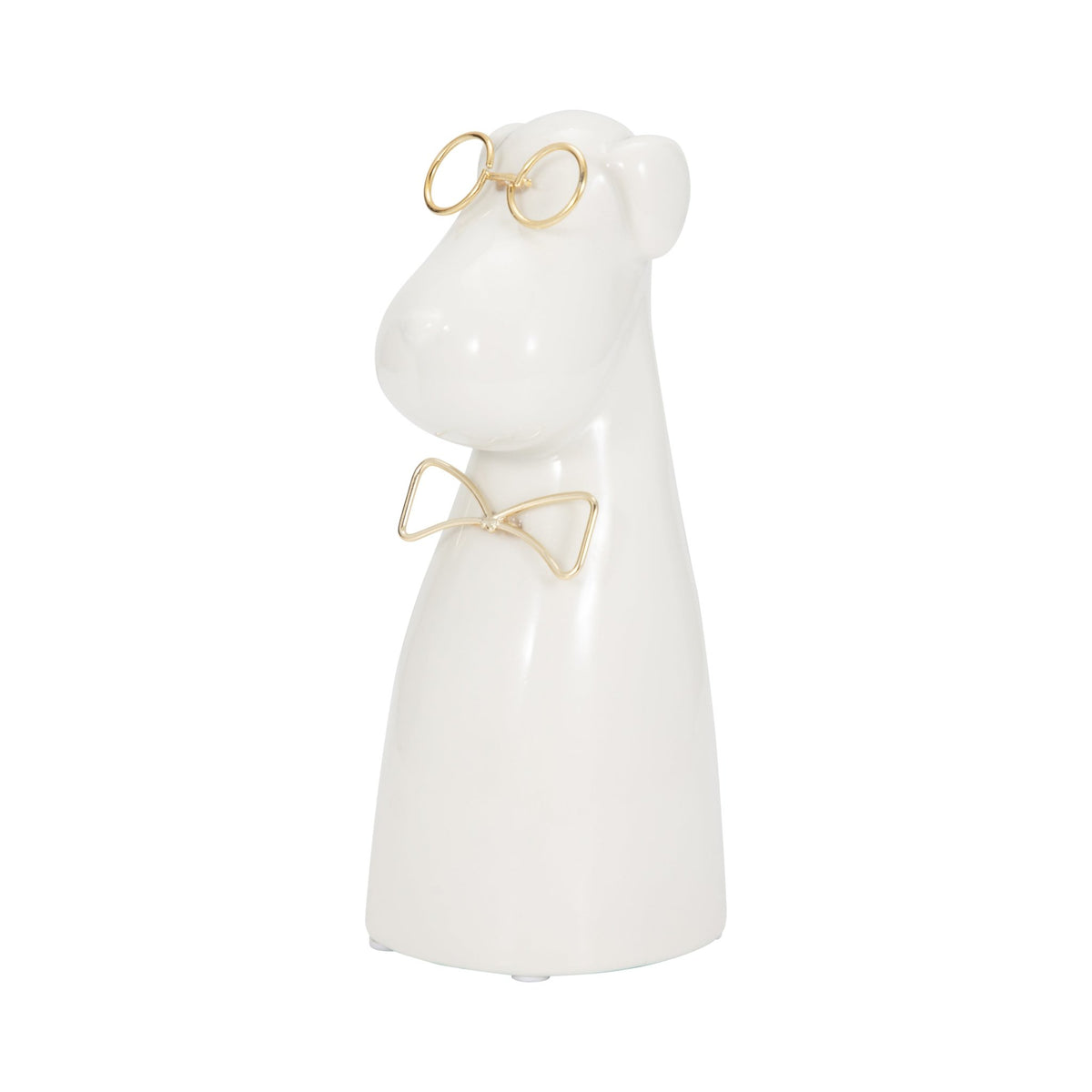 CER 7"H, PUPPY WITH GOLD GLASSES AND BOWTIE, WHT | Sagebrook Home