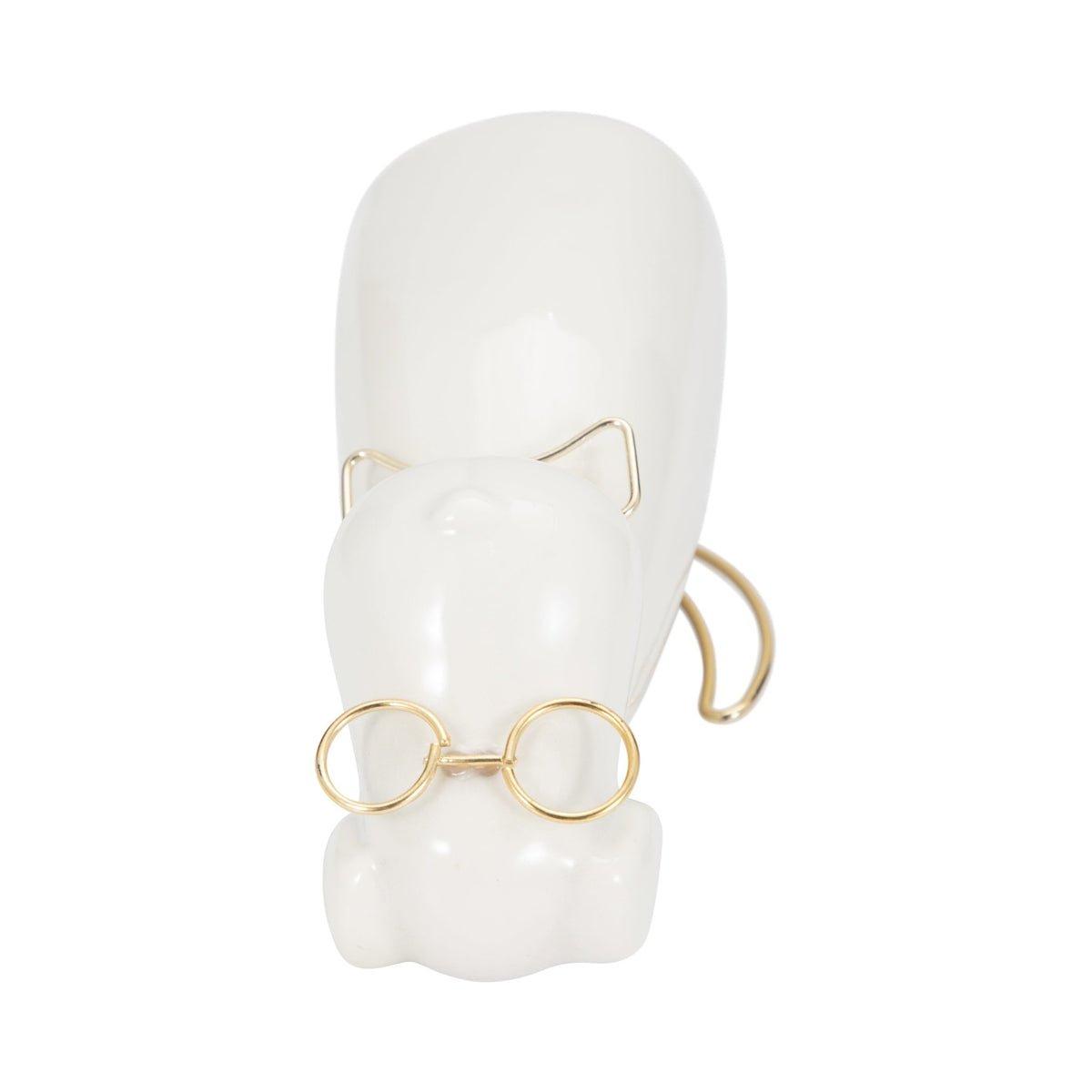 CER 7"H, PUPPY WITH GOLD GLASSES AND BOWTIE, WHT | Sagebrook Home