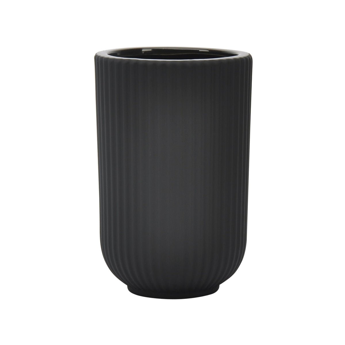 CER, 7"H RIDGED VASE, BLACK Vases and Jars| Sagebrook Home