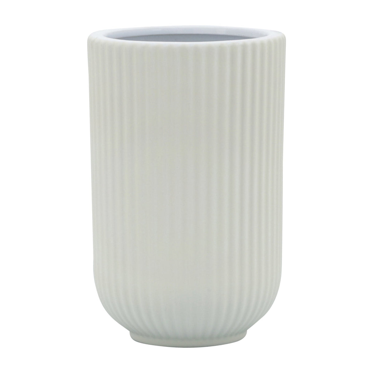 CER, 7"H RIDGED VASE, WHITE Vases and Jars| Sagebrook Home