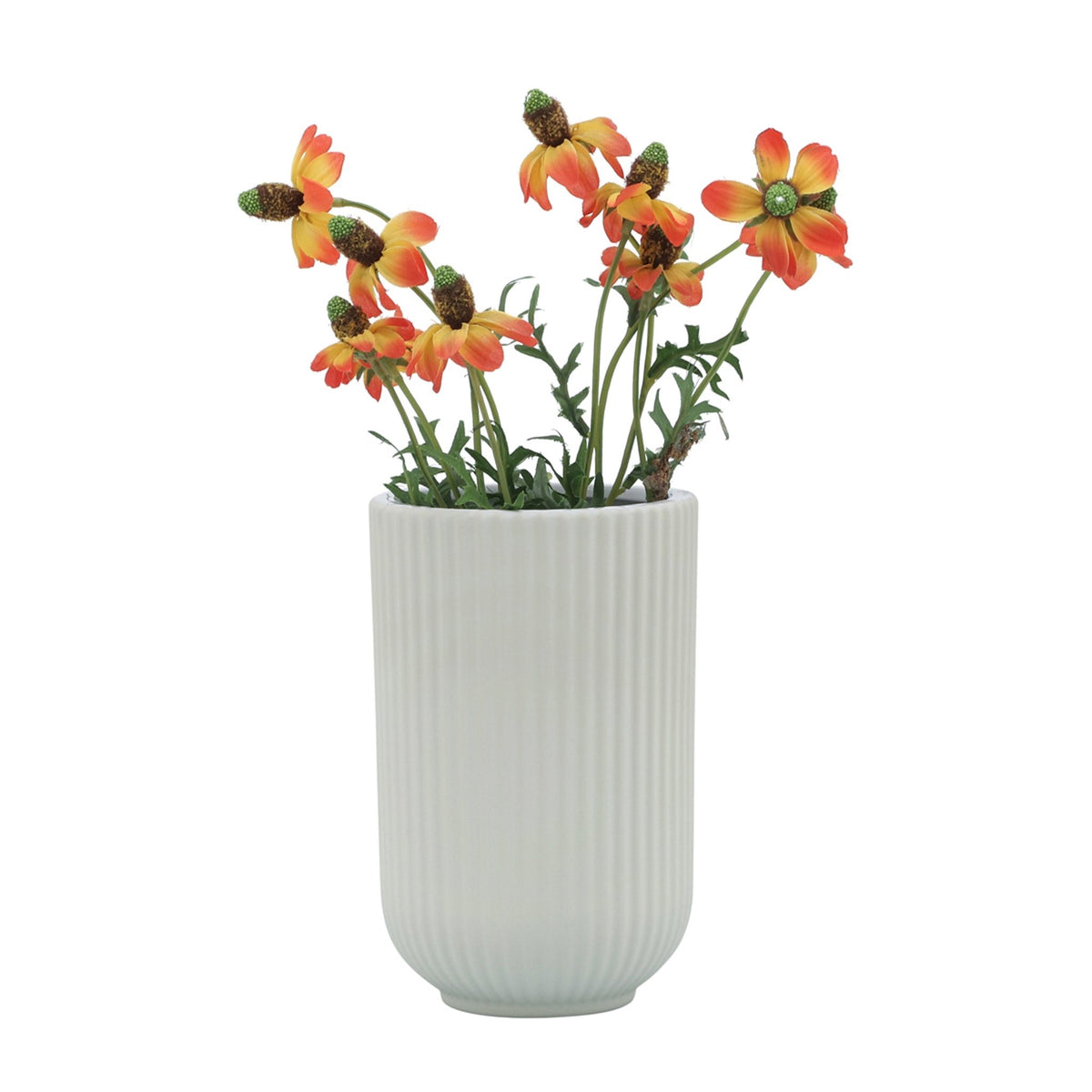 CER, 7"H RIDGED VASE, WHITE Vases and Jars| Sagebrook Home